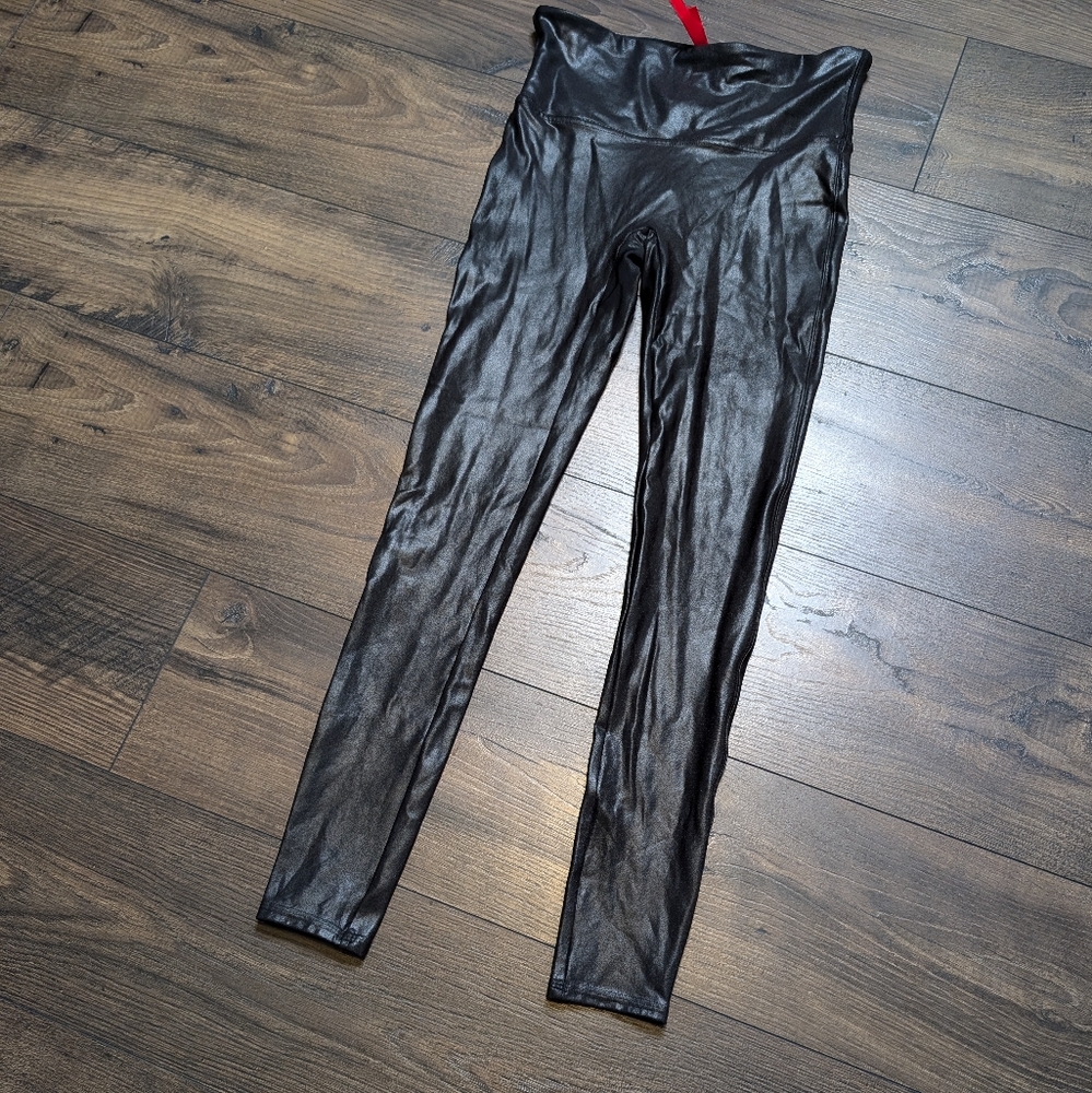 Spanx Black Faux Leather Leggings‎ Size Medium